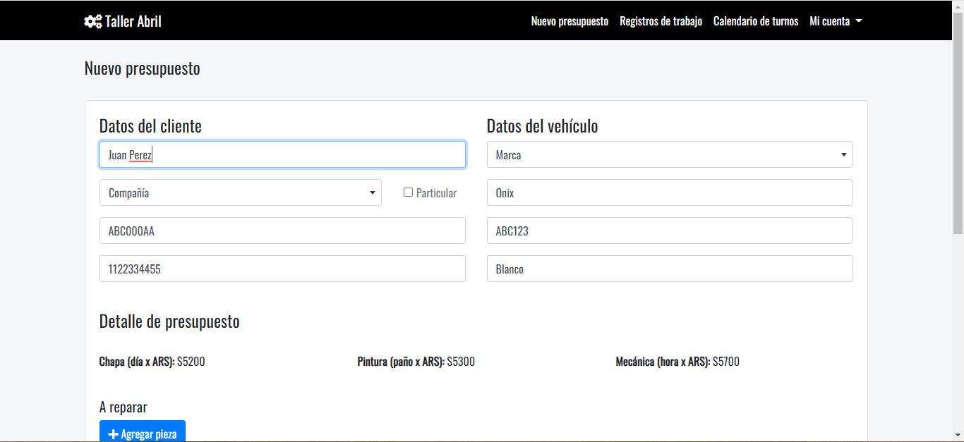 Taller Abril - Nuevo Presupuesto